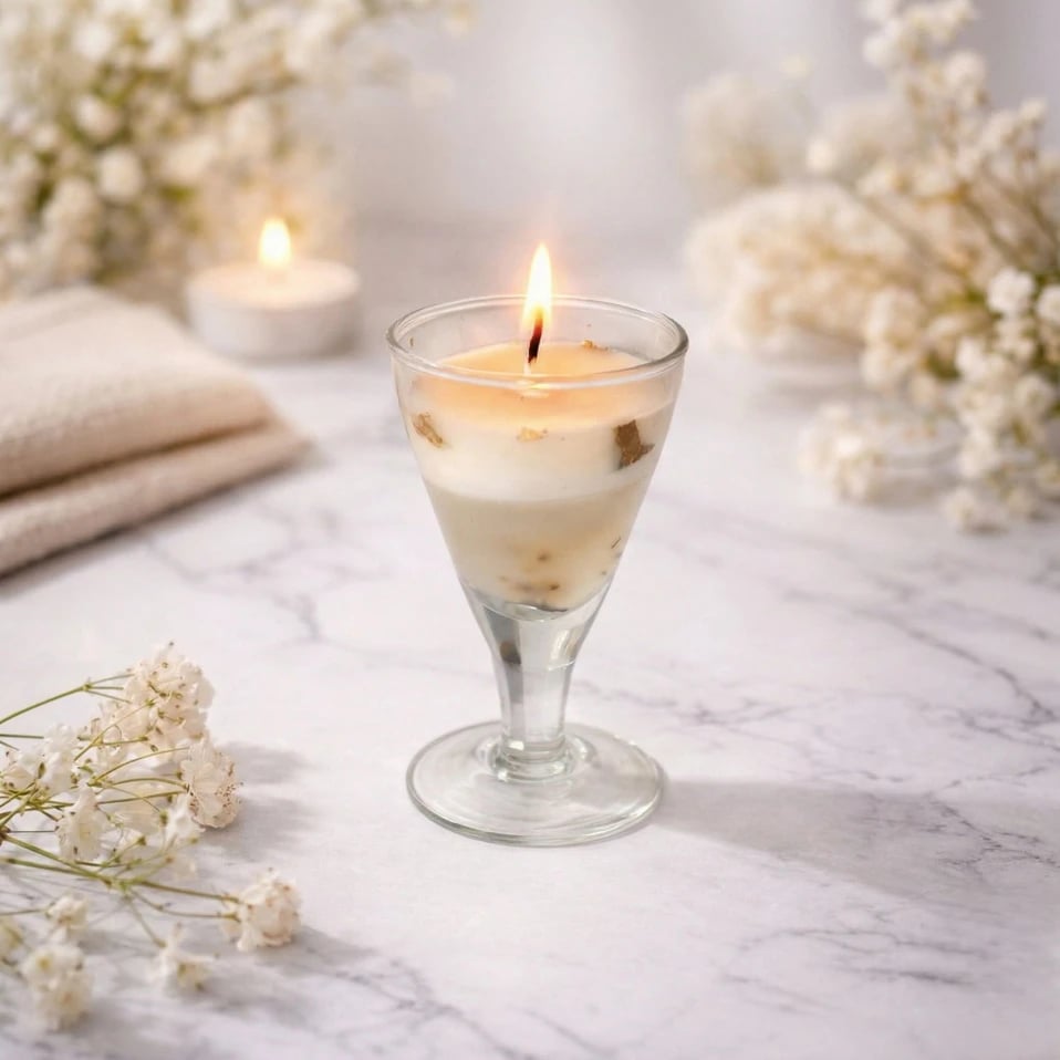Luxury Glass Scented Soy Wax Decor Minimal Aesthetic Home Fragrance Herbal Infused Wax Gift for Women Elegant Table Centerpiece Natural Aroma Jar (Pack of 1) — view 1 of 5