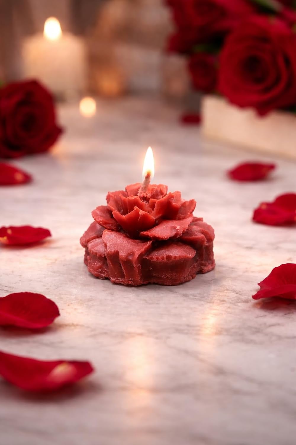 Valentine Rose Shaped Scented Candle for Couples | Romantic Valentine Day Decor, Dinner Table Centerpiece, Bedroom, Anniversary & Love Gift for Him and Her (Pack of 1) — view 1 of 4