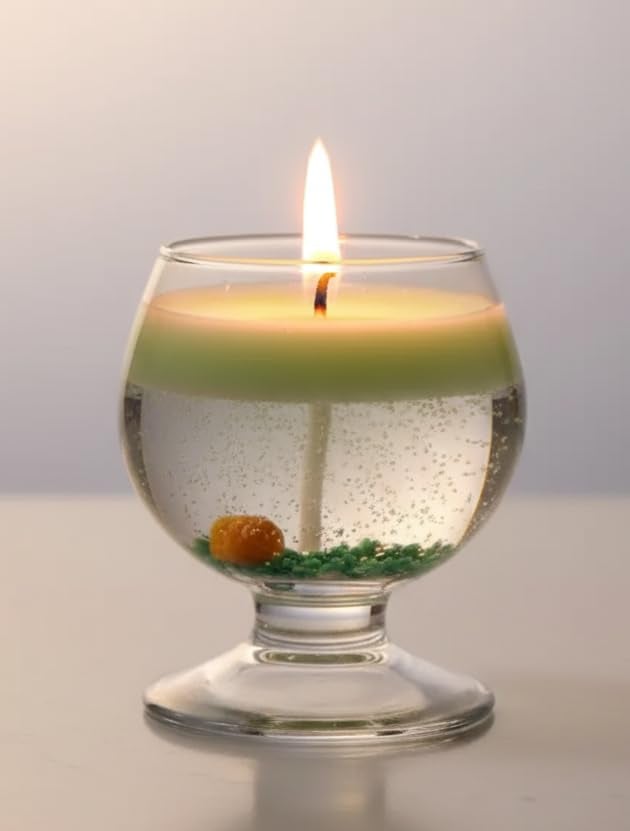 Decorative Glass Fishbowl Candle, Round Terrarium Style, Clear with Green Wax, Home Decor (Pack of 1) — view 1 of 4