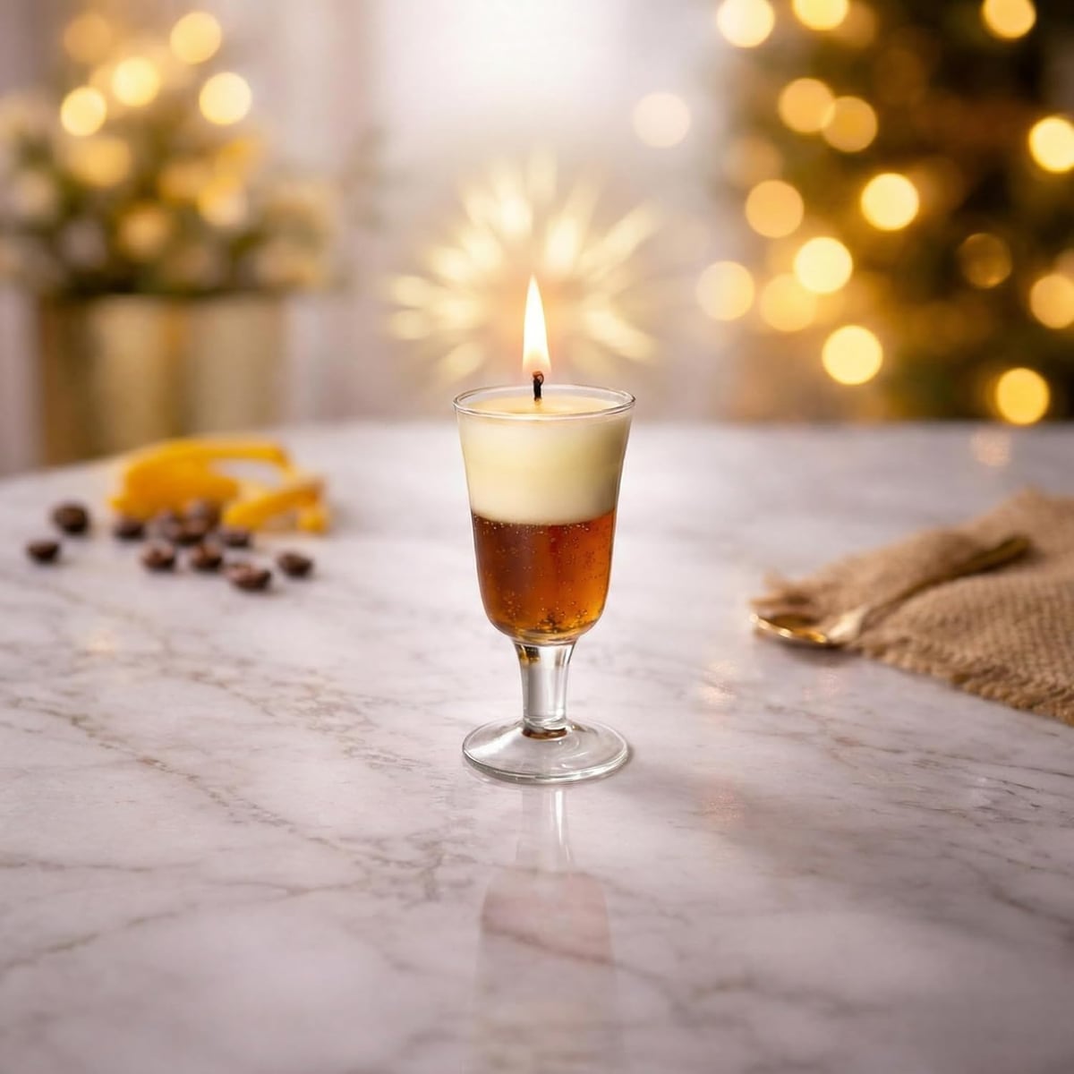 Luxury Glass Candle Cup with Soy Wax, Coffee Scented Decorative Candle in Transparent Goblet Glass, Aesthetic Home Decor Candle for Bedroom Living Room Spa Gift Table Centerpiece (Pack of 1) — view 1 of 5