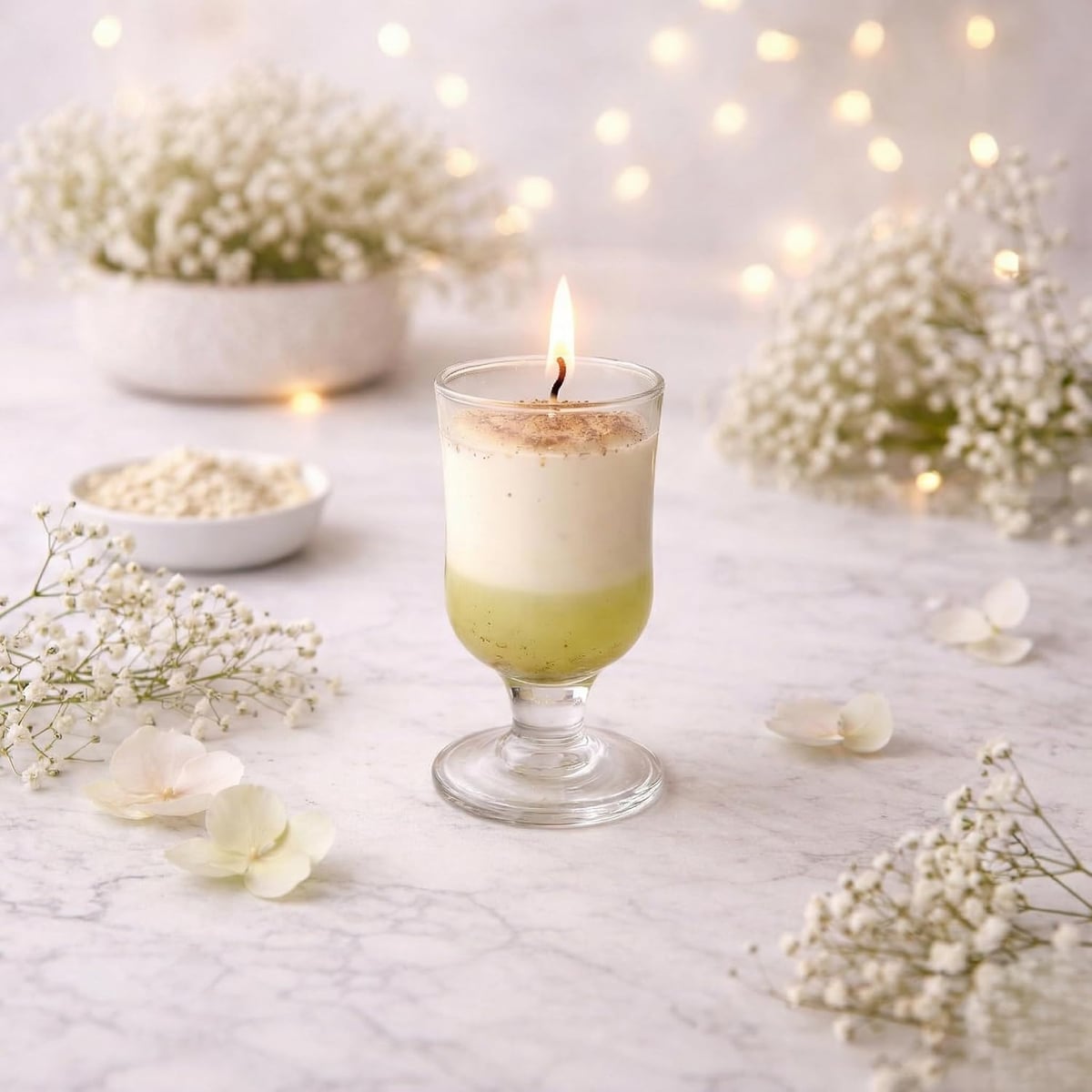 Luxury Layered Glass Candle Decorative Scented Candle for Home Décor Romantic Ambience Soy Wax Candle Gift for Women Aesthetic Floral Candle Wedding Table Centerpiece Candle (Pack of 1) — view 1 of 5