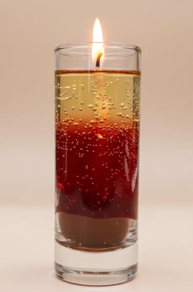 Handmade Layered Gel Wax Candle in Tall Glass – Decorative Aromatherapy Candle for Home Décor & Gifting | Long Burning Transparent Bubble Candle with Elegant Amber-Brown Design (Pack of 1) — view 1 of 4